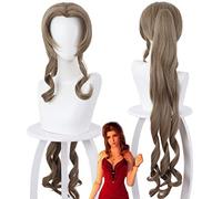 LINLINCD Cosplay wig Anime Final Fantasy VII Aerith Gainsborough Mujeres Curl Larga Peluca de cola de caballo Cosplay Disfraz Pelucas de Pelo Sintético Resistente al Calor