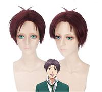 LINLINCD Cosplay wig Anime Gekkan Shoujo Nozaki-Kun peluca sintética de pelo corto rojo Wakamatsu Hirotaka Cosplay pelucas fiesta disfraz peluca