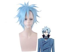 LINLINCD Cosplay wig Anime ID: INVADED Fukuda Tamotsu Azul Peluca Corta Cosplay Disfraz Resistente al Calor Pelo Sintético Rarty Pelucas