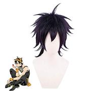 LINLINCD Cosplay wig Anime Jojos extraña aventura viento dorado Cosplay peluca Ghirga Narancia corto púrpura pelo corto GIOGIO disfraz pelucas para fiesta 539