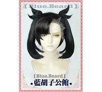 LINLINCD Cosplay wig Anime juego espada/escudo Cosplay héroe Marnie peluca fibra de alta temperatura pelo negro con dos colas de caballo+gorro de pelo gratis negro