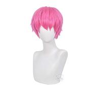 LINLINCD Cosplay wig Anime La vida catastrófica de Saiki K. Saiki Kusuo Peluca Cosplay Disfraz Pelo Sintético Corto Halloween Fiesta Juego de rol Pelucas Lila