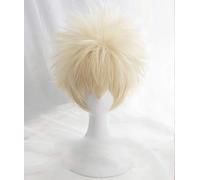 LINLINCD Cosplay wig Anime Mi héroe Academia Bakú no héroe Bakugou Katsuki Bakugo Lino corto Rubio resistente al calor Cosplay peluca de disfraz+peluca gorra