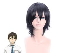LINLINCD Cosplay wig Anime Miss Kobayashis Dragon Maid Takiya Makoto Cosplay peluca corta pelo sintético negro Kobayashi-san Chi no Maid Dragon Pelucas