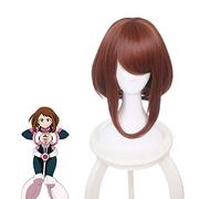 LINLINCD Cosplay wig Anime Ochako Uraraka Pelucas Boku No Héroe Academia Cosplay Peluca Sintética Pelo Corto Mi Héroe Academia Juego de Rol Peluca de Disfraz