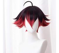 LINLINCD Cosplay wig Anime PROMARE Gueira Peluca corta Cosplay Disfraz Cabello sintético resistente al calor Hombres Mujeres Pelucas+Gorro de Peluca Talla Única Rojo Negro