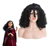 LINLINCD Cosplay wig Anime Rapunzel Madre Gothel Cosplay pelucas mujeres rizado afro negro pelo sintético Halloween carnaval fiesta disfraz peluca KUSY5471