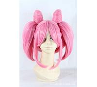 LINLINCD Cosplay wig Anime Sailor Moon Chibi Usa Cosplay doble moño cola de caballo dulce rosa resistente al calor sintético pelucas de pelo sintético+gorro de peluca gratis