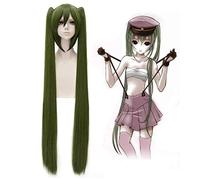 LINLINCD Cosplay wig Anime Vocaloid Senbonzakura Hatsune Miku Cosplay Pelucas Verde Oscuro Cola de Caballo Desmontable Atrovirens Fiesta Disfraz Pelucas Hc A508