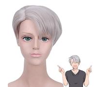 LINLINCD Cosplay wig Anime YURI en ICE Victor Nikiforov Pelucas Cosplay Disfraz Peluca Corta Pelo Sintético