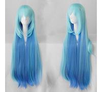 LINLINCD Cosplay wig bendición para este maravilloso mundo! Aqua Cosplay peluca de 100 cm de largo, liso, resistente al calor, pelo sintético azul, verde claro, agua mixta