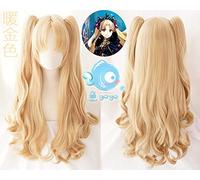 LINLINCD Cosplay wig Biamoxer FGO Destino Gran Orden Ereshkigal Cosplay Peluca Sirviente Lancer Colas de Caballo Rubio Pelo Facial