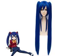LINLINCD Cosplay wig Biamoxer Wendy Marvell Cosplay Pelucas Fairy Tail Final Series TV Anime Azul Largo Recto Trenzas Pelo Sintético