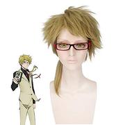 LINLINCD Cosplay wig bungo perros callejeros doppo kunikida peluca brillante corta recta resistente al calor pelo sintético Cosplay pelucas+gorro de peluca (sin vidrio) Pl-457