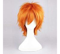 LINLINCD Cosplay wig Cartoon Zootopia Fox Nick Wild Orange Peluca Nick Cosplay Pelo Naranja Disfraces de Halloween+peluca gorra como foto