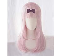 LINLINCD Cosplay wig Chika Fujiwara Rosa Peluca Cosplay Kaguya-sama: El amor es la guerra Cabello resistente al calor Cosplay Pelucas+arco horquilla peluca y arco