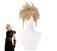 LINLINCD Cosplay wig Cloud Strife Cosplay peluca Final Fantasy Vii 7 corto oro resistente al calor pelo de fibra anime disfraz peluca+peluca gorra