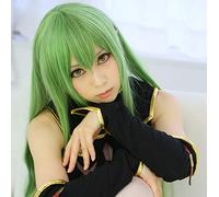 LINLINCD Cosplay wig Code Geass CC CC Emperatriz 100 cm 39 "Verde Largo recto Anime Cosplay Peluca+Red para el Cabello Verde