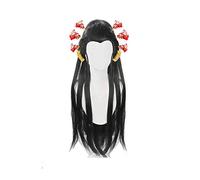 LINLINCD Cosplay wig Daki Anime Demonio Killer Kimetsu No Yaiba Long Black Cosplay Cabello sintético resistente al calor Cosplay peluca + peluca libre Daki