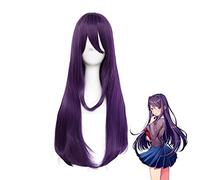 LINLINCD Cosplay wig DDLC Doki Doki Literatura Club Yuri Mujeres Lila Peluca Larga Cosplay Disfraz Resistente al Calor Pelo Sintético Fiesta Rol Pelucas