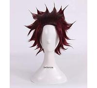 LINLINCD -Cosplay Wig Demon Slayer: Kimetsu No Yaiba Tanjirou Kamado Cosplay peluca corta pelo rojo+peluca sintética resistente al calor