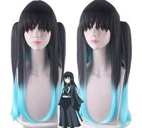 LINLINCD Cosplay wig Demonentöter Nezuko Kamado Cosplay Pelucas Kimetsu no Yaiba Cabello Resistente al Calor Cosplay Pelucas Muichirou Hashibira Inosuke Tomioka Muichirou Niña Ver