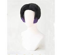 LINLINCD Cosplay wig demonio asesinato: Kimetsu no Yaiba Kochou Shinobu Cosplay peluca mujeres negro púrpura pelo sintético pelucas+peluca libre Cap Style B.