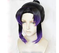 LINLINCD Cosplay wig demonio matador: Kimetsu no Yaiba Kochou Shinobu Cosplay peluca resistente al calor+mariposa tocado horquilla accesorios solo peluca