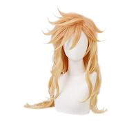 LINLINCD Cosplay wig demonios asesino douma cosplay kimetsu no yaiba Cosplay peluca larga amarilla disfraz Anime peluca resistente al calor pelucas sintéticas A.