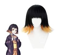 LINLINCD Cosplay wig demonios asesino Kimetsu No Yaiba Susamaru peluca cosplay disfraz negro amarillo degradado fibra alta temperatura peluca de pelo de fibra+Free Hairnet Susamaru