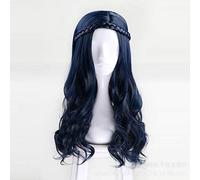LINLINCD Cosplay wig descendientes evie mujeres trenza azul negro mezclado rosa púrpura color largo pelo sintético Cosplay peluca completa resistencia al calor fibra azul negro mezclado