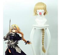 LINLINCD Cosplay wig Destin/Gran Orden Jeanne d'Arc Jeanne d'Arc 100 cm largo recto Cosplay peluca para mujeres Anime pelo sintético peluca oro regla trenzada