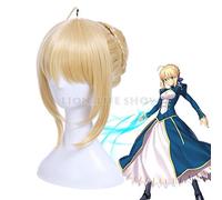 LINLINCD Cosplay wig destino estancia noche Arturia Pendragon sable peluca rubia peinado peinado Cosplay pelucas completas destino estancia noche