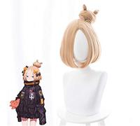 LINLINCD Cosplay wig Destino Gran Orden Abigail Williams Cosplay Pelucas Amarillo Corto Pelo Sintético Fiesta Disfraz Espectáculo Peluca de RPG Peluca+Peluca Gorra