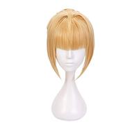 LINLINCD Cosplay wig Destino Gran Order Red Sabre Nero Golden Chignon Peluca Cosplay Disfraz Destino Extra Resistente al Calor Pelo Sintético Cosplay Pelucas