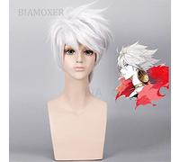 LINLINCD Cosplay wig Destino Karna Cosplay Pelucas Gran Orden FGO Cosplay Pendientes Collar Juego Halloween Navidad Cosplay Accesorios Peluca Solo