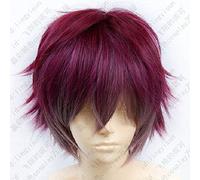 LINLINCD Cosplay wig DIABOLIK LOVERS Sakamaki Ayato Mezcla Rojo Oscuro Peluca corta Cosplay Peluca de pelo sintético resistente al calor+gorro de peluca gratis