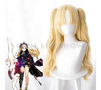 LINLINCD Cosplay wig Ereshkigal Irkalla peluca rubia Cosplay Destino/Gran Orden Lancer Tohsaka Rin Red Loop Headwear Cosplay Accesorios Sólo Peluca Círculo