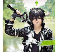 LINLINCD Cosplay wig espada arte en línea kirigaya kazuto peluca cosplay disfraz sao kirito hombres mujeres corto negro pelo sintético fiesta juego de rol pelucas