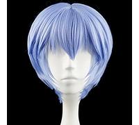 LINLINCD Cosplay wig EVA Ayanami Rei corto azul claro resistente al calor Cosplay peluca de disfraz+gorro de peluca gratis