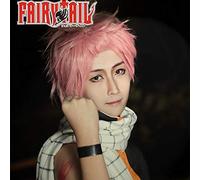 LINLINCD Cosplay wig Fairy Tail Natsu Dragneel Peluca 30 cm corta recta peluca para hombre mujer unisex disfraz Cosplay peluca rosa Hollween fiesta de Navidad