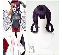 LINLINCD Cosplay wig FGO Destino Gran Order Shuten-Douji Zombie Peluca Cheongsam Trenzas Cosplay Pelo Sintético Lila para Adultos Halloween Juego de rol
