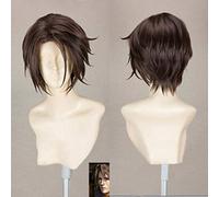 LINLINCD Cosplay wig Final Fantasy FF8 Squall Leonhart pelo corto marrón resistente al calor Cosplay disfraz peluca+peluca gratis gorra