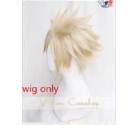 LINLINCD Cosplay wig Final Fantasy Vii 7 Cloud Strife Lino Rubio Cosplay Pelucas de Fibra de Alta Temperatura Peluca+Peluca de Casquillo Gratis Solo Peluca