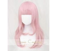 LINLINCD Cosplay wig Fujiwara Chika 55cm rosa largo rizos peluca Anime Kaguya-sama: el amor es la guerra resistente al calor pelo Cosplay pelucas de disfraces+arco horquilla peluca sólo