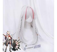 LINLINCD Cosplay wig Game Arknights Operador Nian Cosplay peluca larga recta trenzas pelucas de pelo para fiesta de Halloween+red de pelo libre