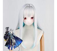 LINLINCD Cosplay wig Game Arknights Rhodes Island operador Rosmontis Cosplay peluca de color mezclado largo recto resistente al calor peluca de pelo de fibra