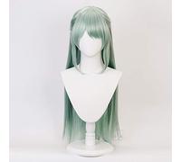 LINLINCD Cosplay wig Game Princess Connect! Re: Buceo Cosplay Pelucas Misumi Chika Verde Pelo Sintético Anime Rol Juego de Rol Peluca para Fiesta de Halloween + Peluca Gorra Verde
