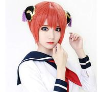 LINLINCD Cosplay wig Gintama Kagura Cosplay pelucas 30 cm 11,81 pulgadas pelo sintético corto resistente al calor Anime disfraz fiesta cosplay peluca naranja kagura