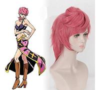 LINLINCD Cosplay wig Golden Wind Mujeres Trish Una Cosplay Peluca Juego de Rol Trish Una Rosa Cabello GIOGIO Disfraz de Cabello Talla Única Rosa